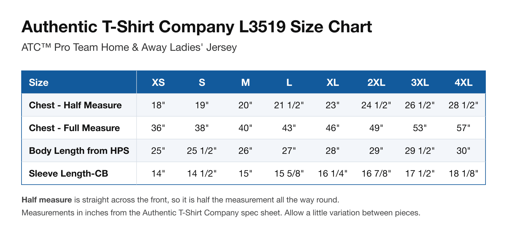 Size chart
