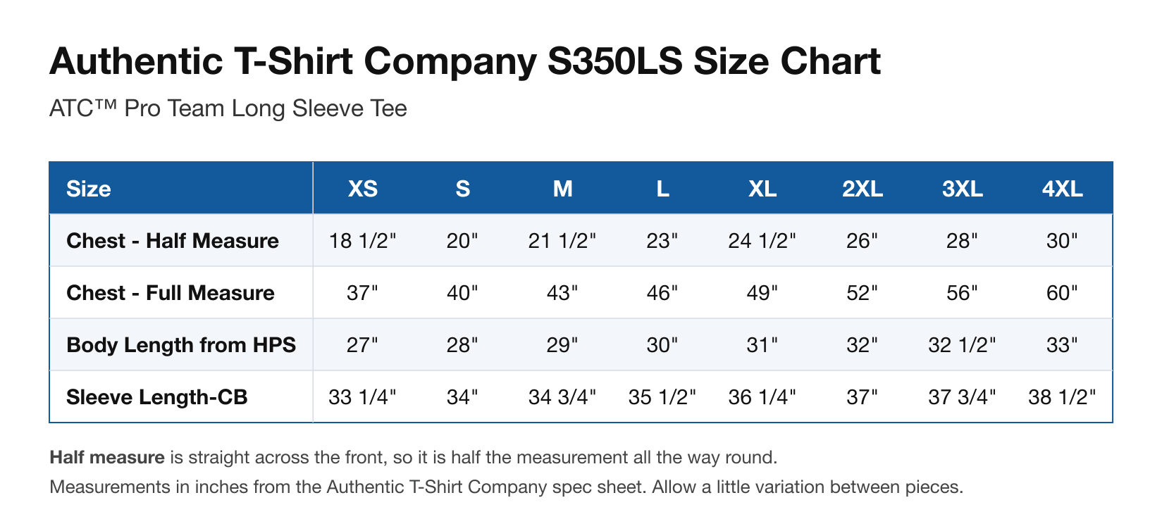 Size chart
