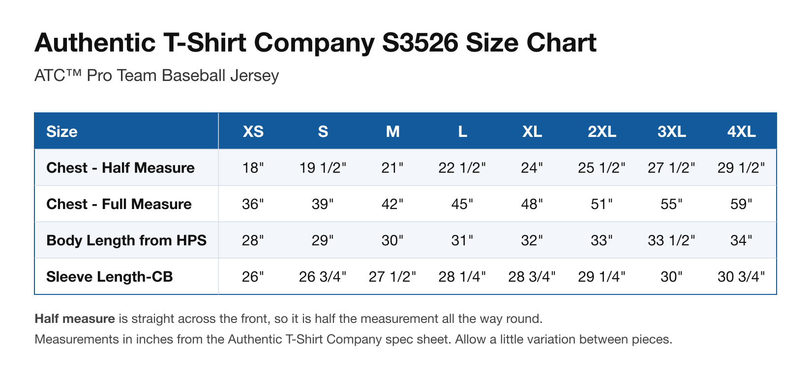 Size chart