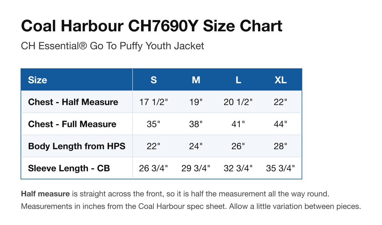 Size chart