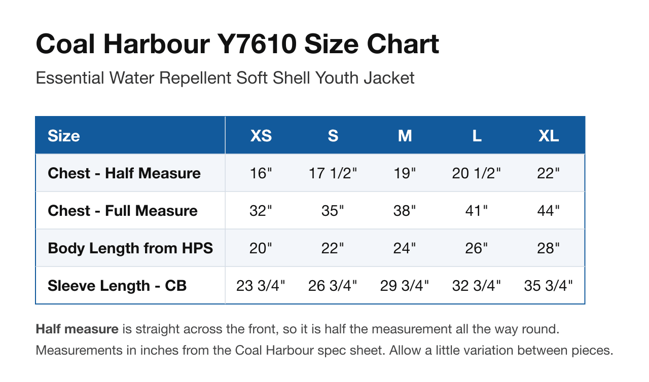Size chart