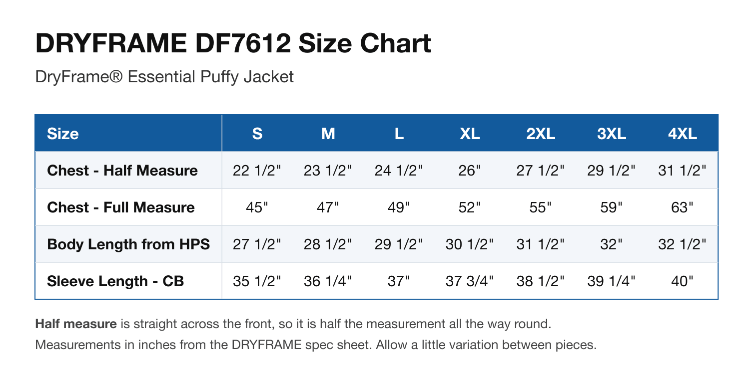 Size chart