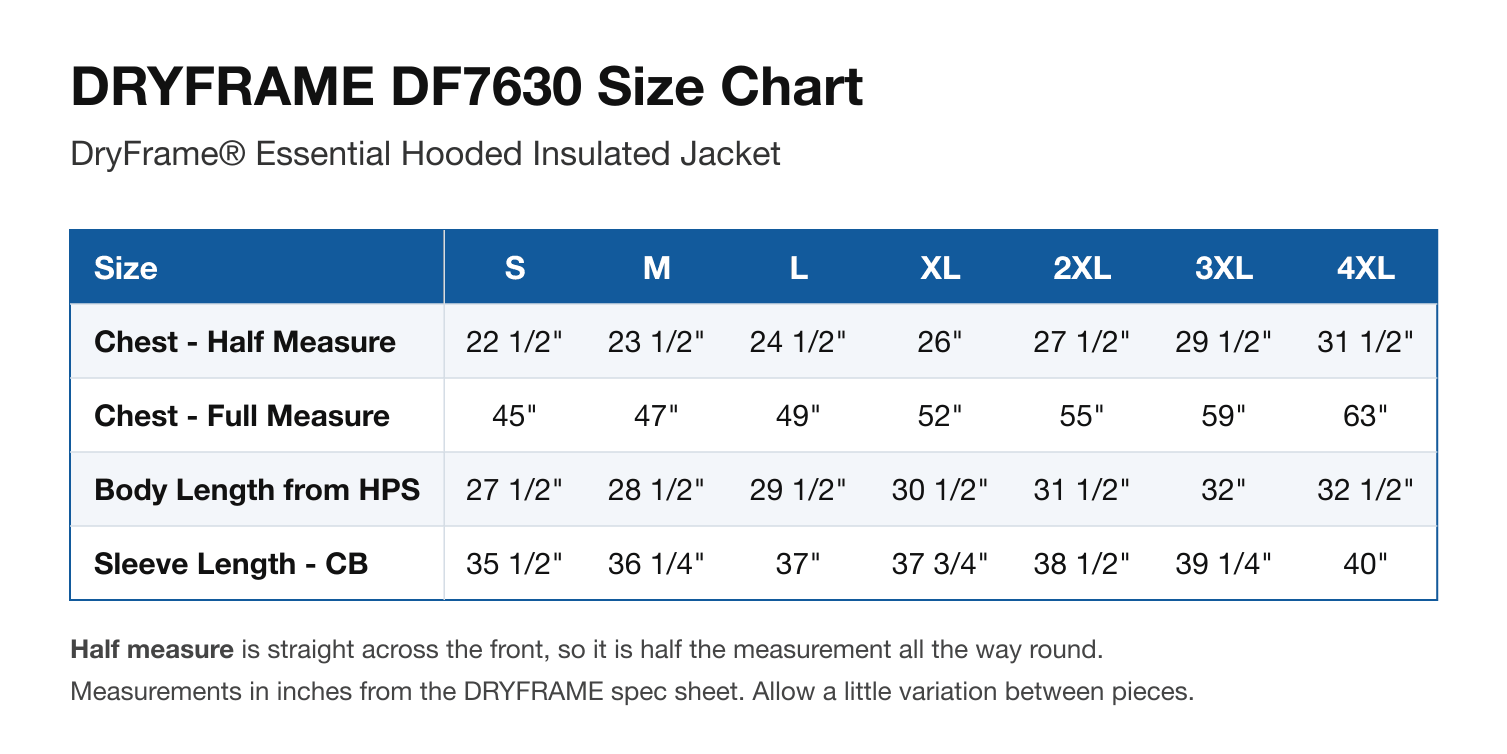 Size chart