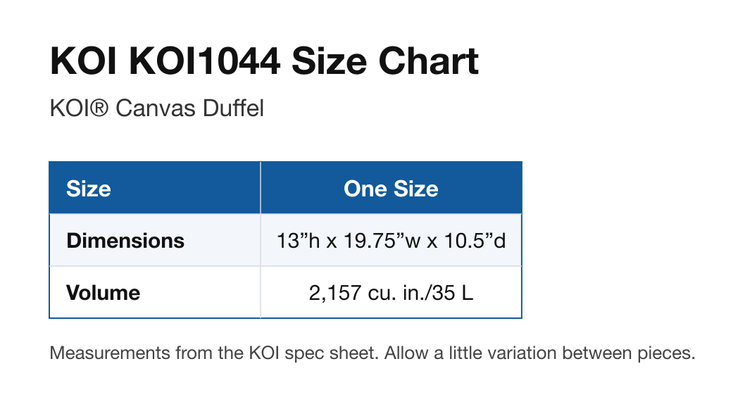Size chart