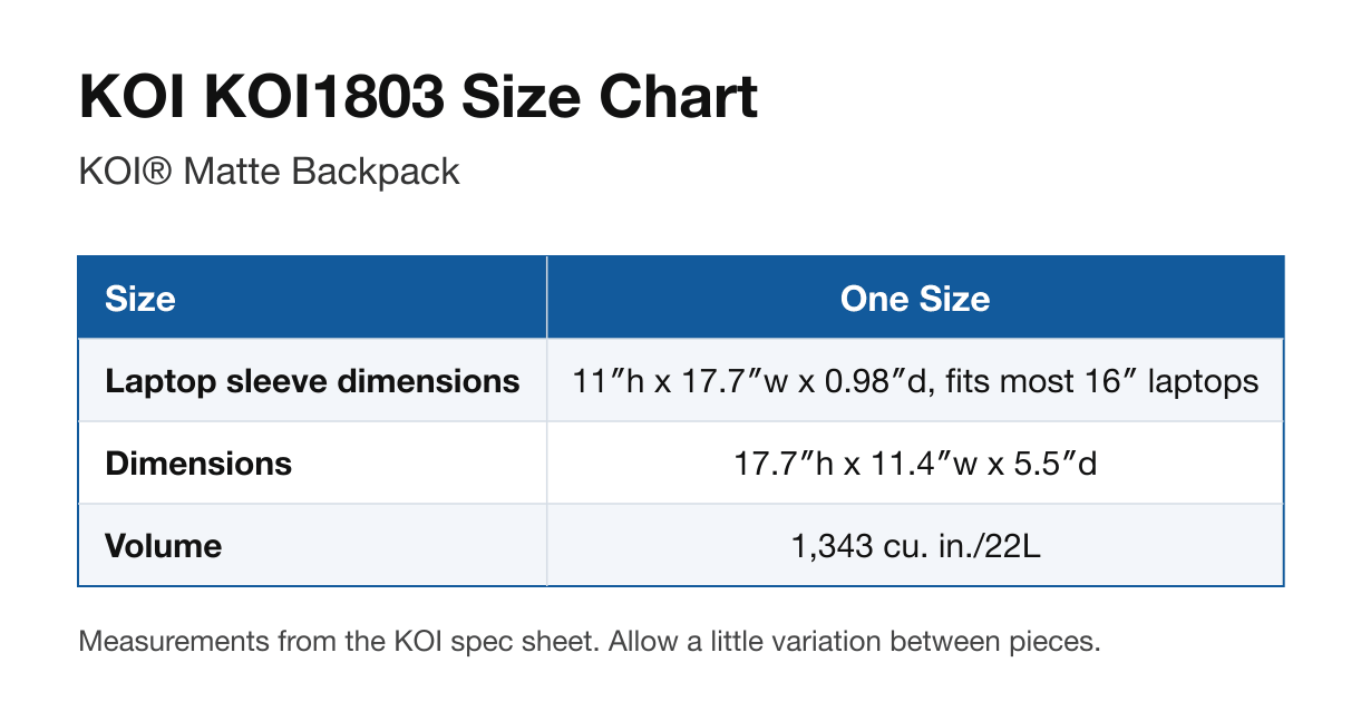 Size chart