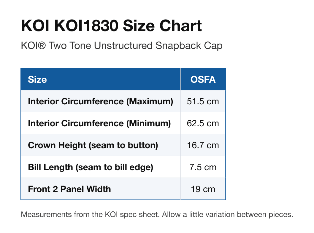 Size chart