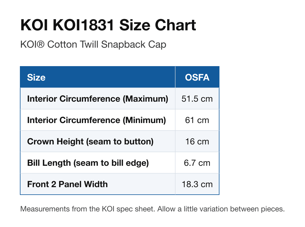 Size chart