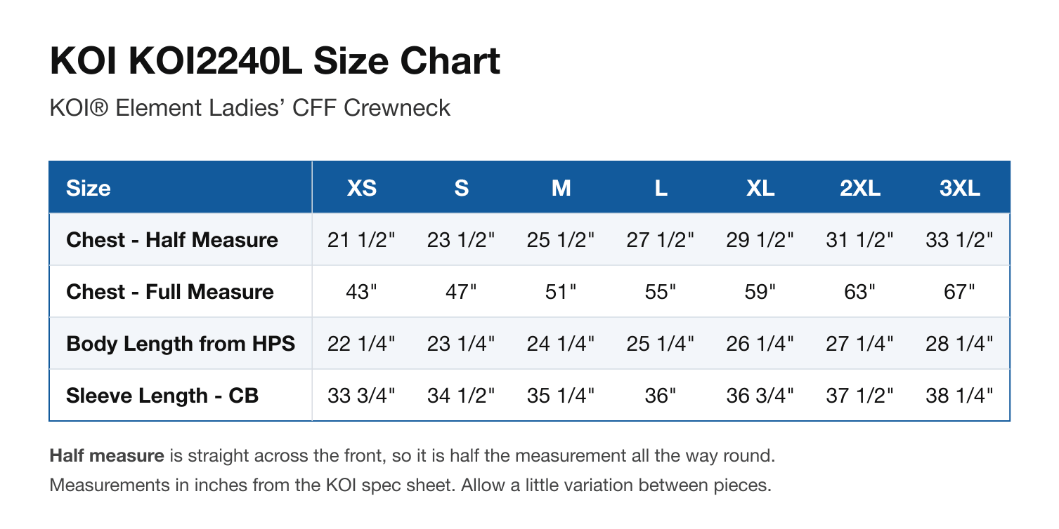 Size chart
