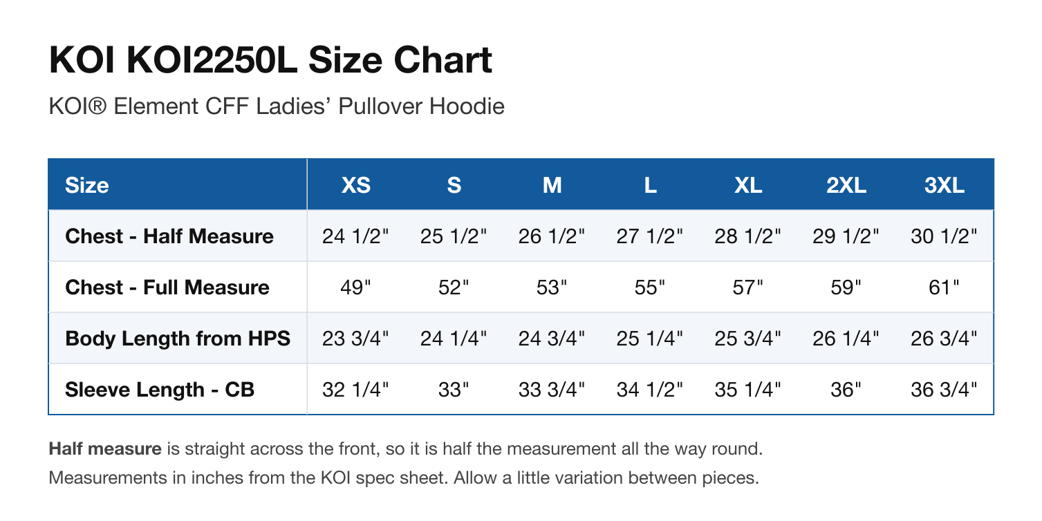 Size chart