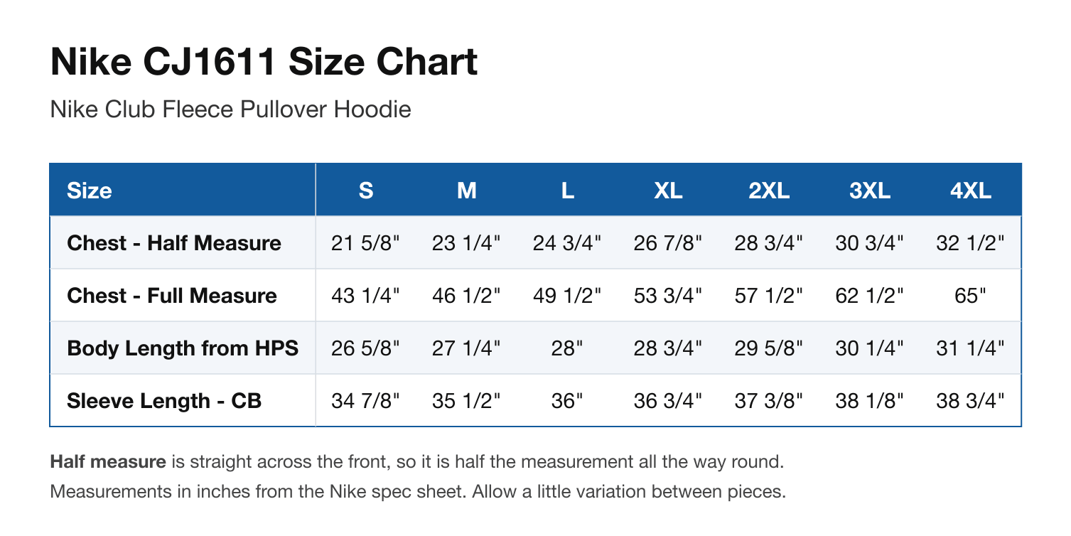 Size chart