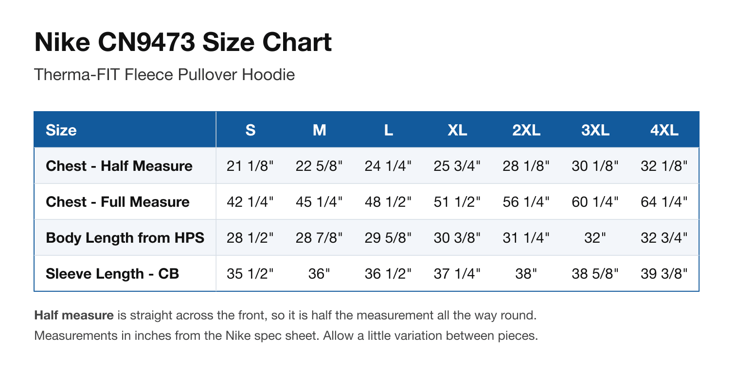 Size chart