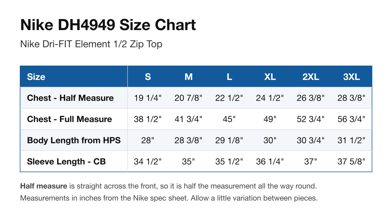 Size chart