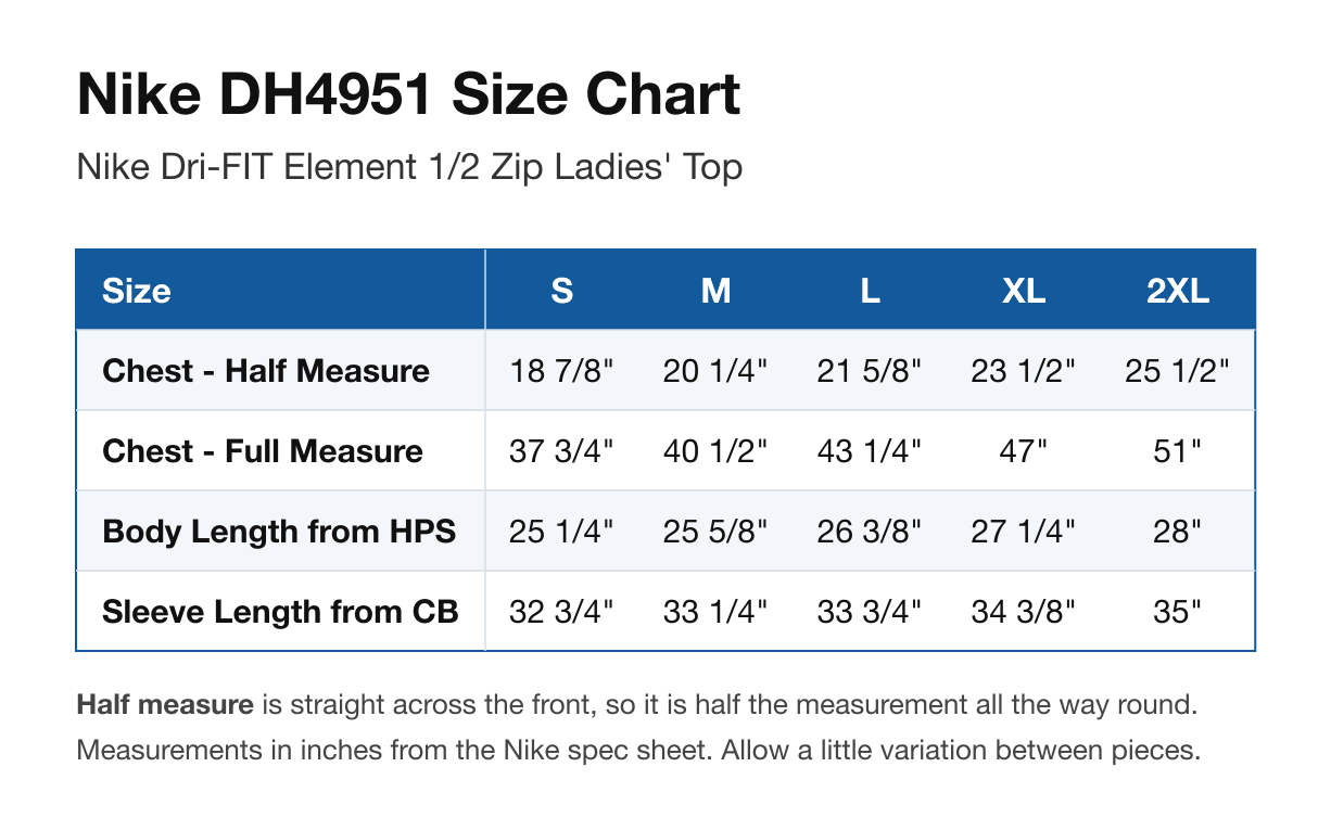 Size chart