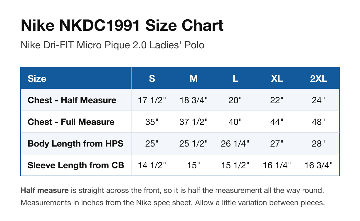 Size chart