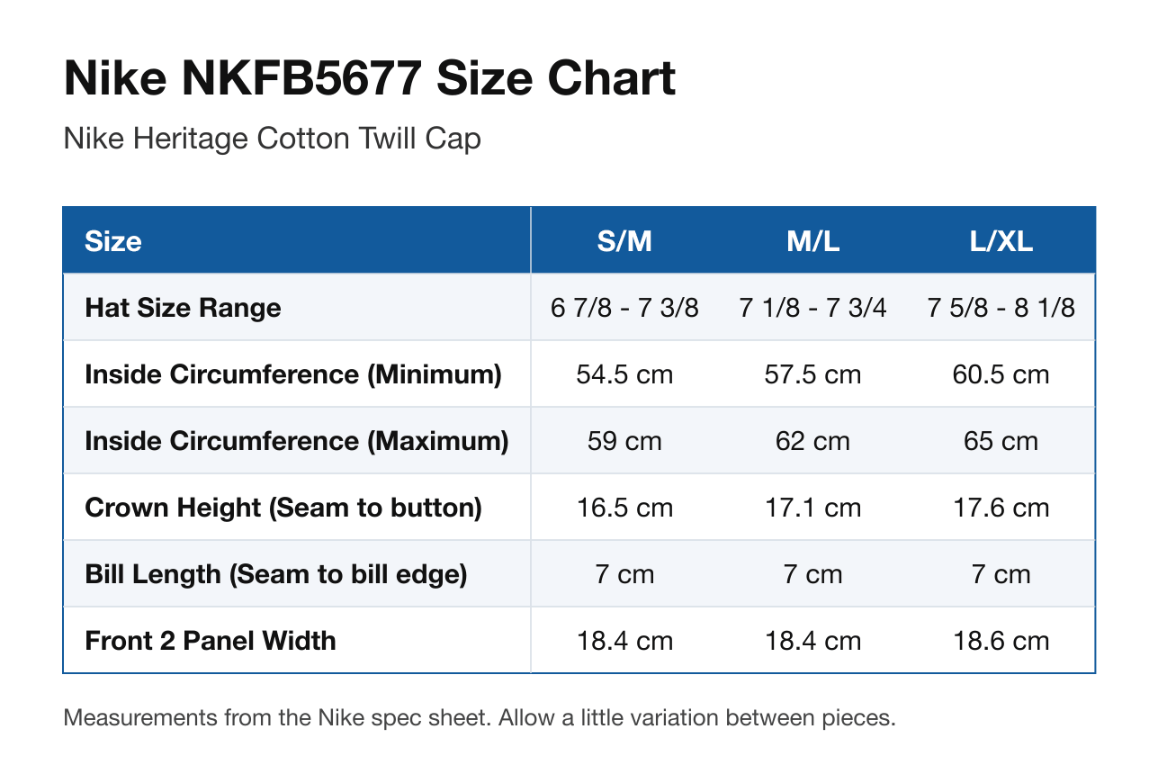 Size chart