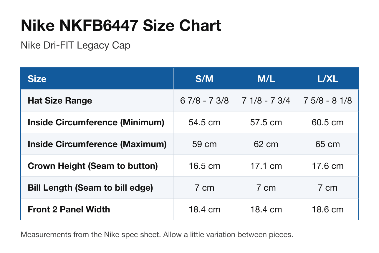 Size chart