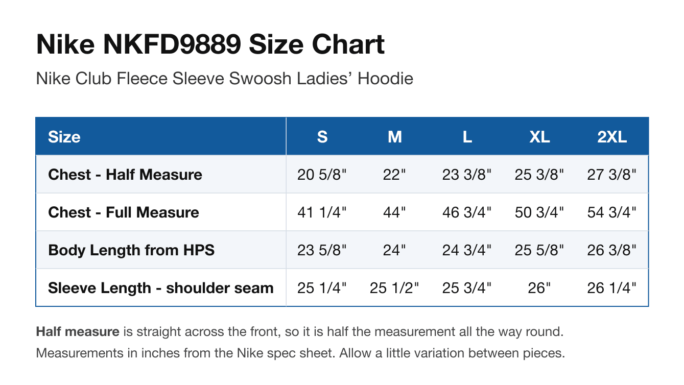 Size chart