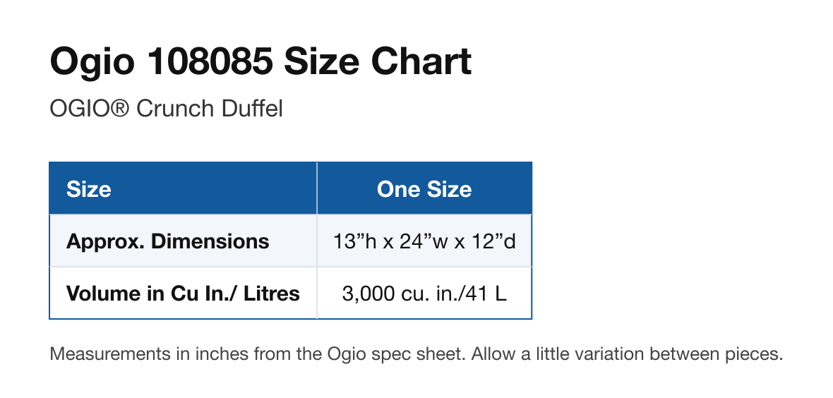 Size chart
