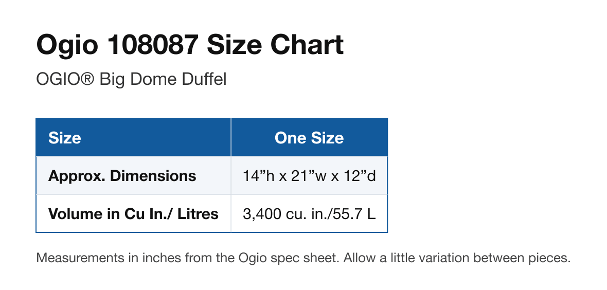 Size chart