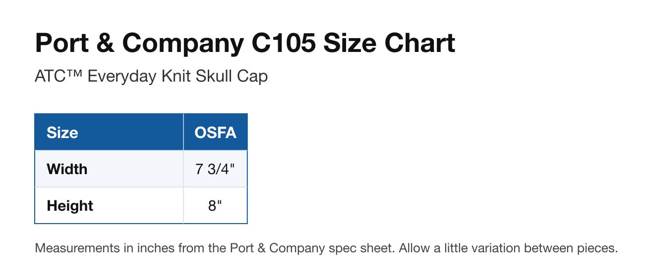 Size chart