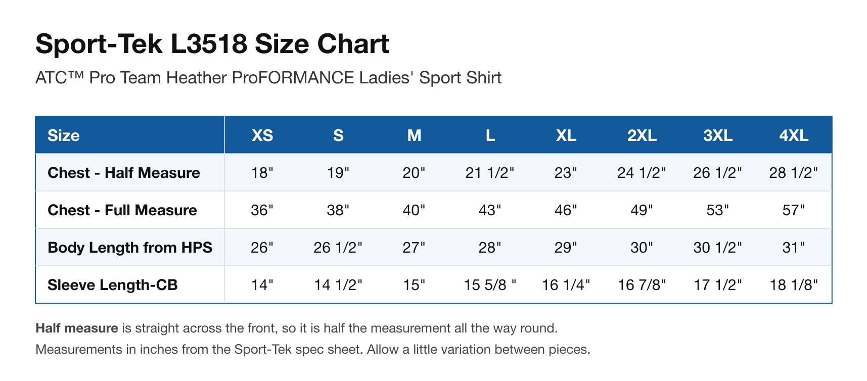 Size chart