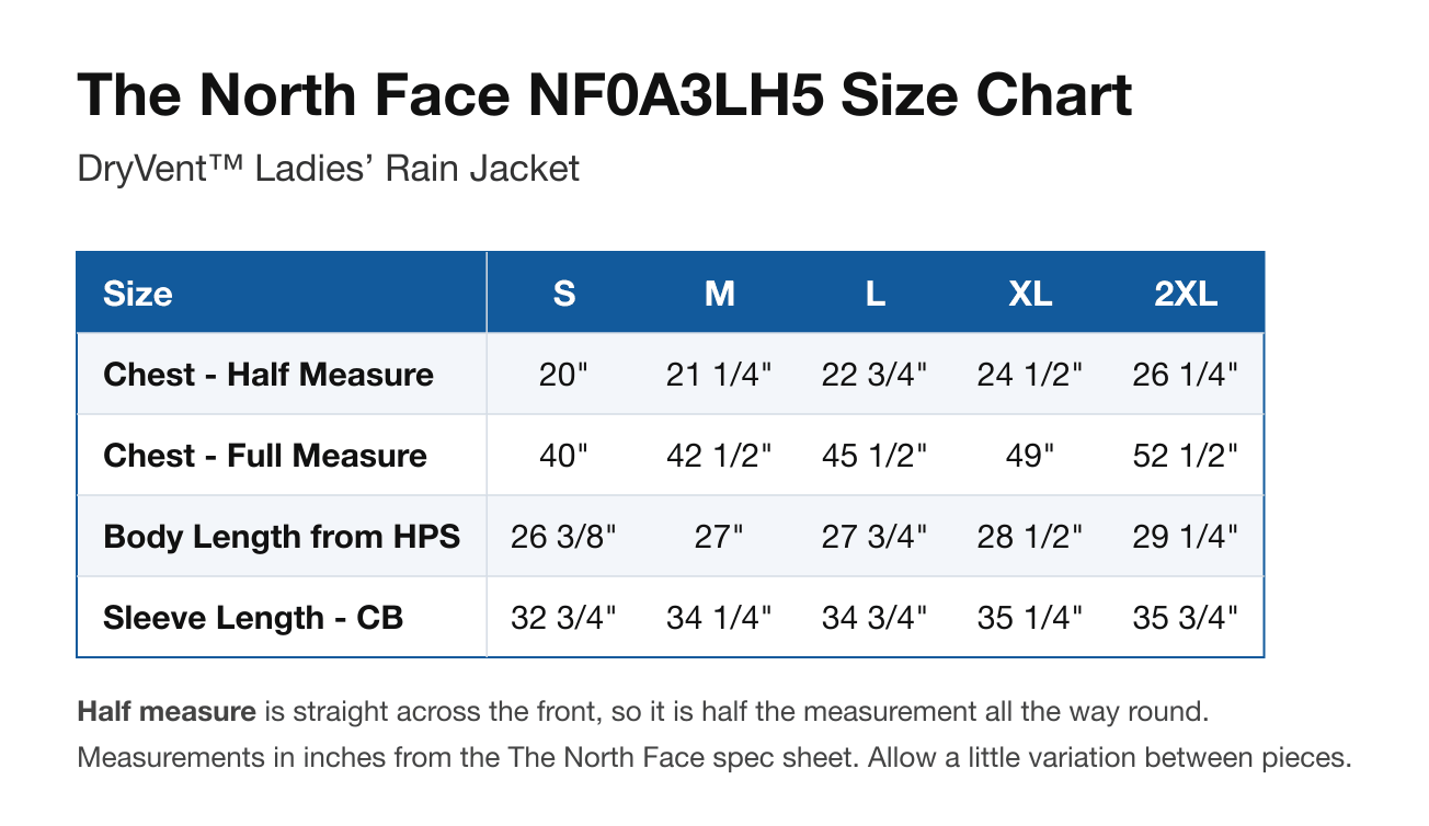 Size chart