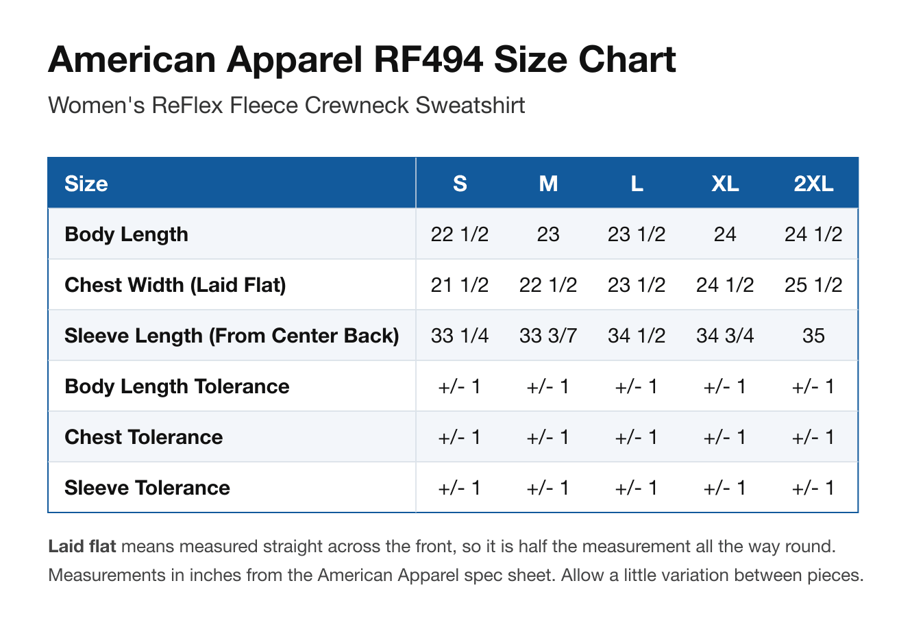 Size chart