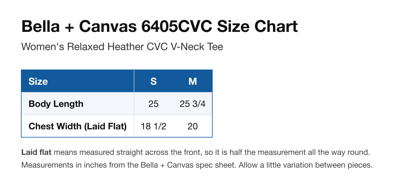 Size chart