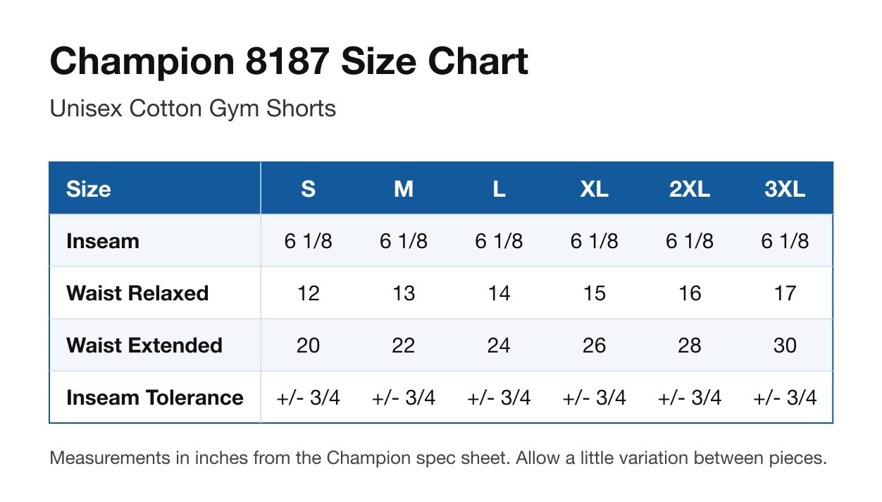 Size chart