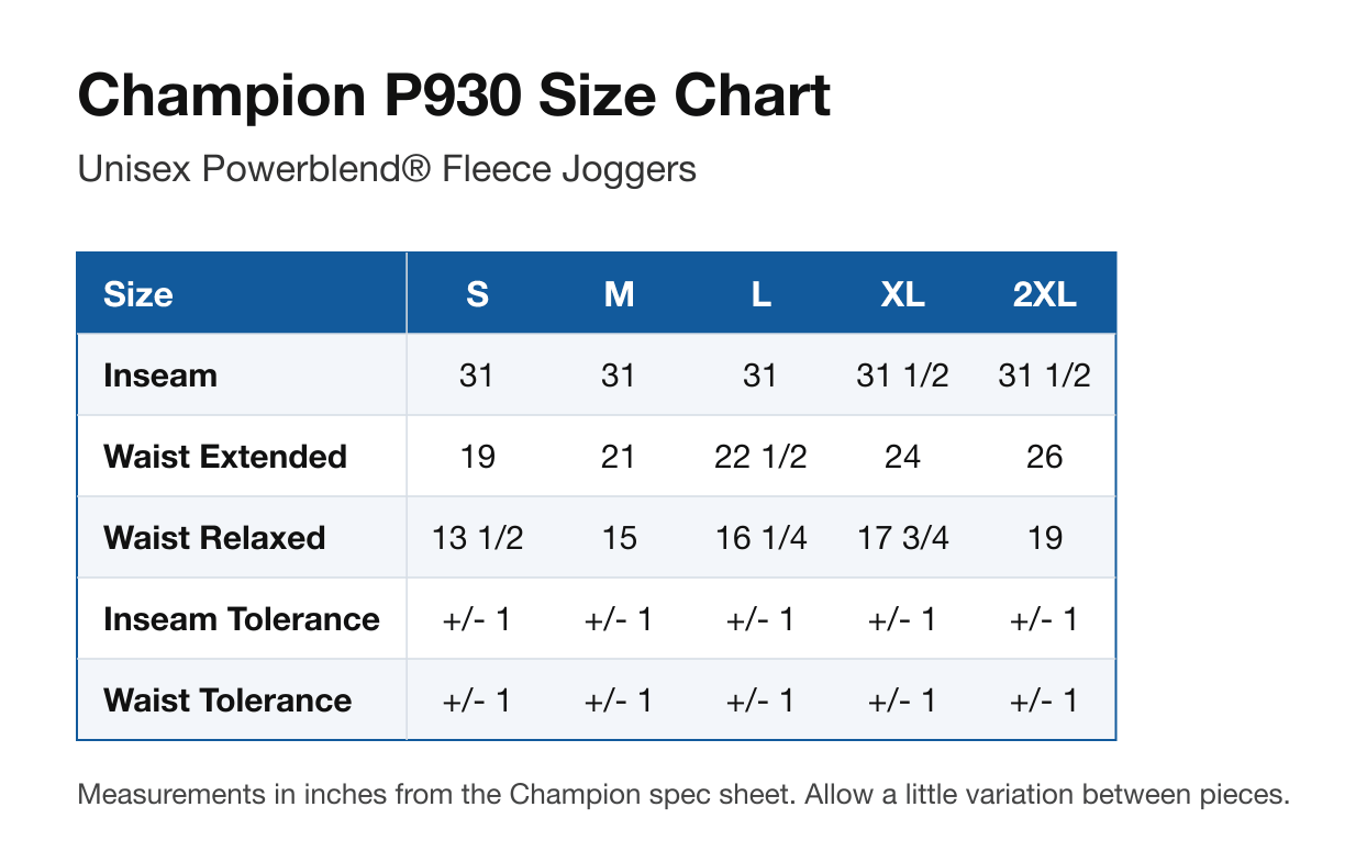 Size chart