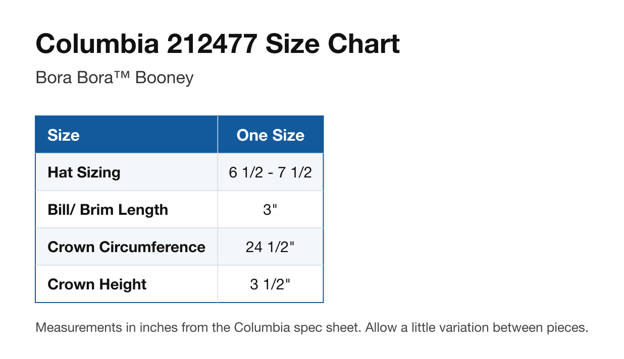 Size chart