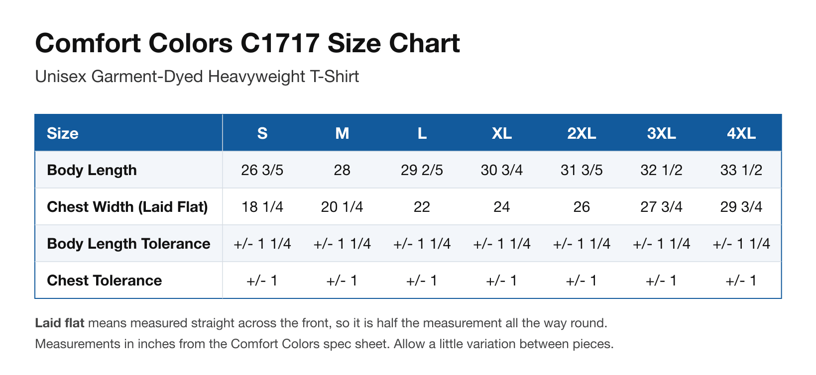 Size chart