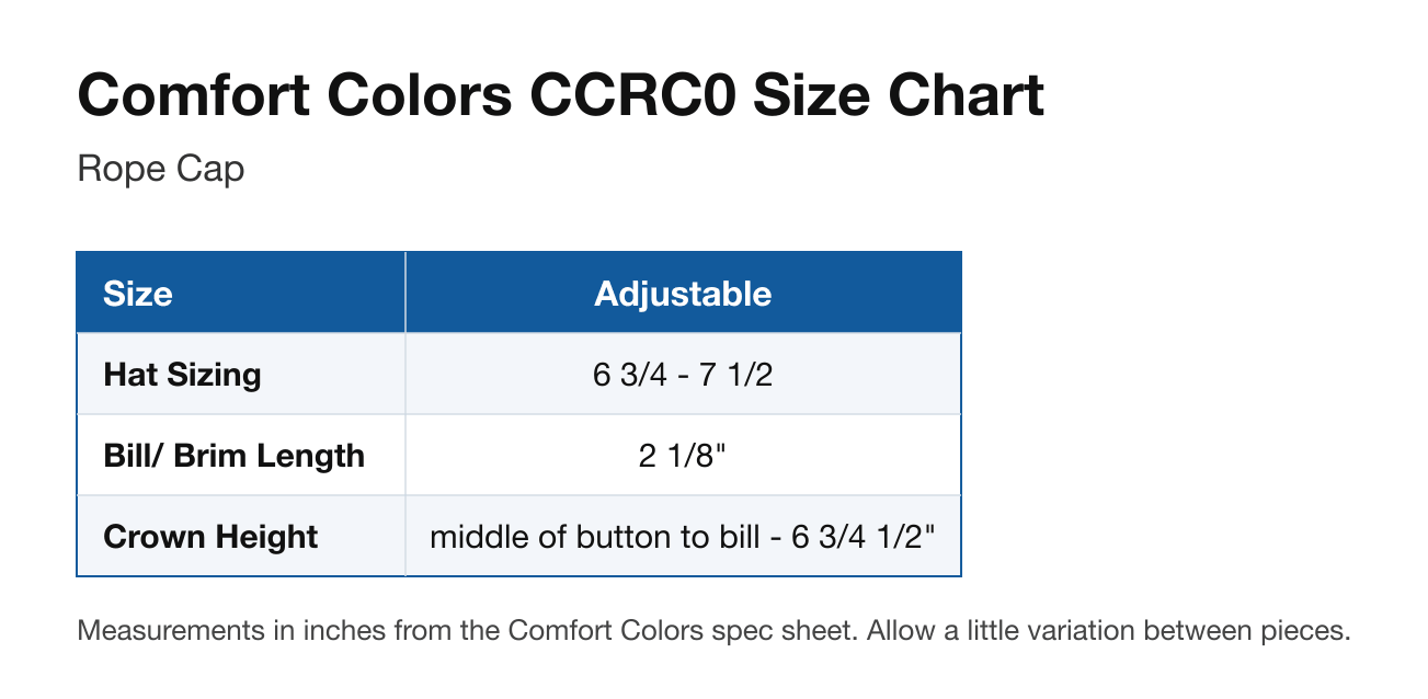 Size chart