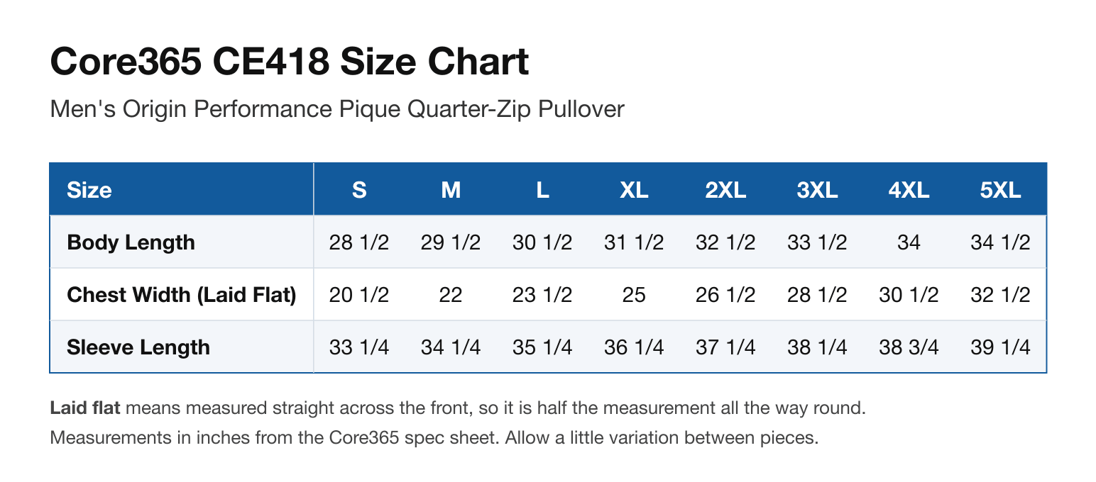 Size chart