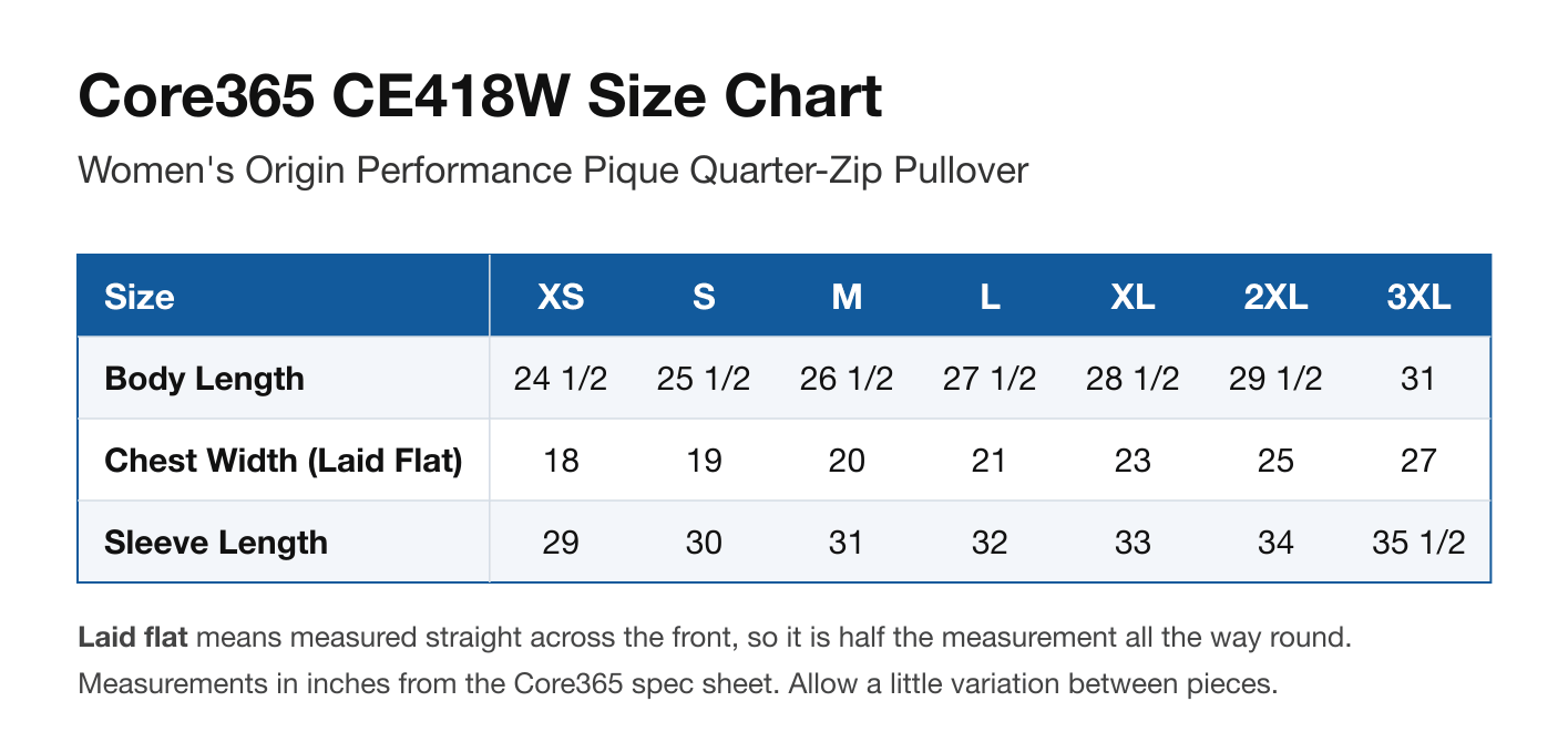 Size chart