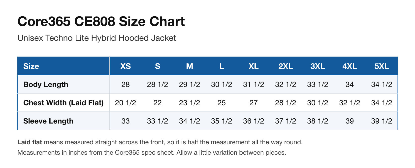 Size chart