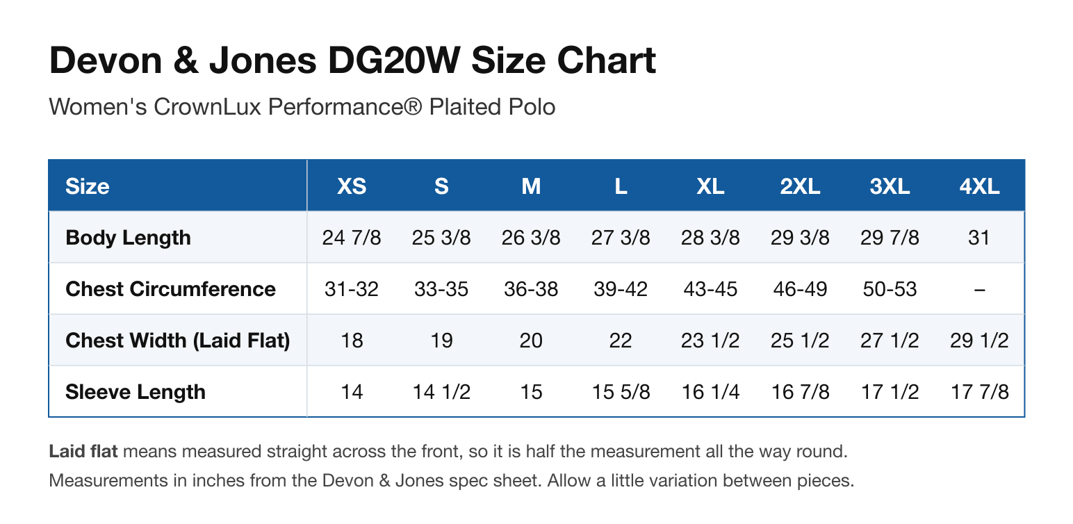 Size chart