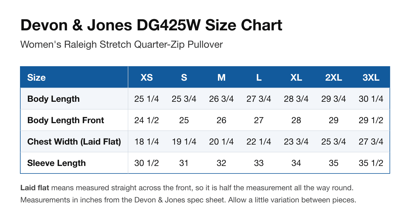 Size chart