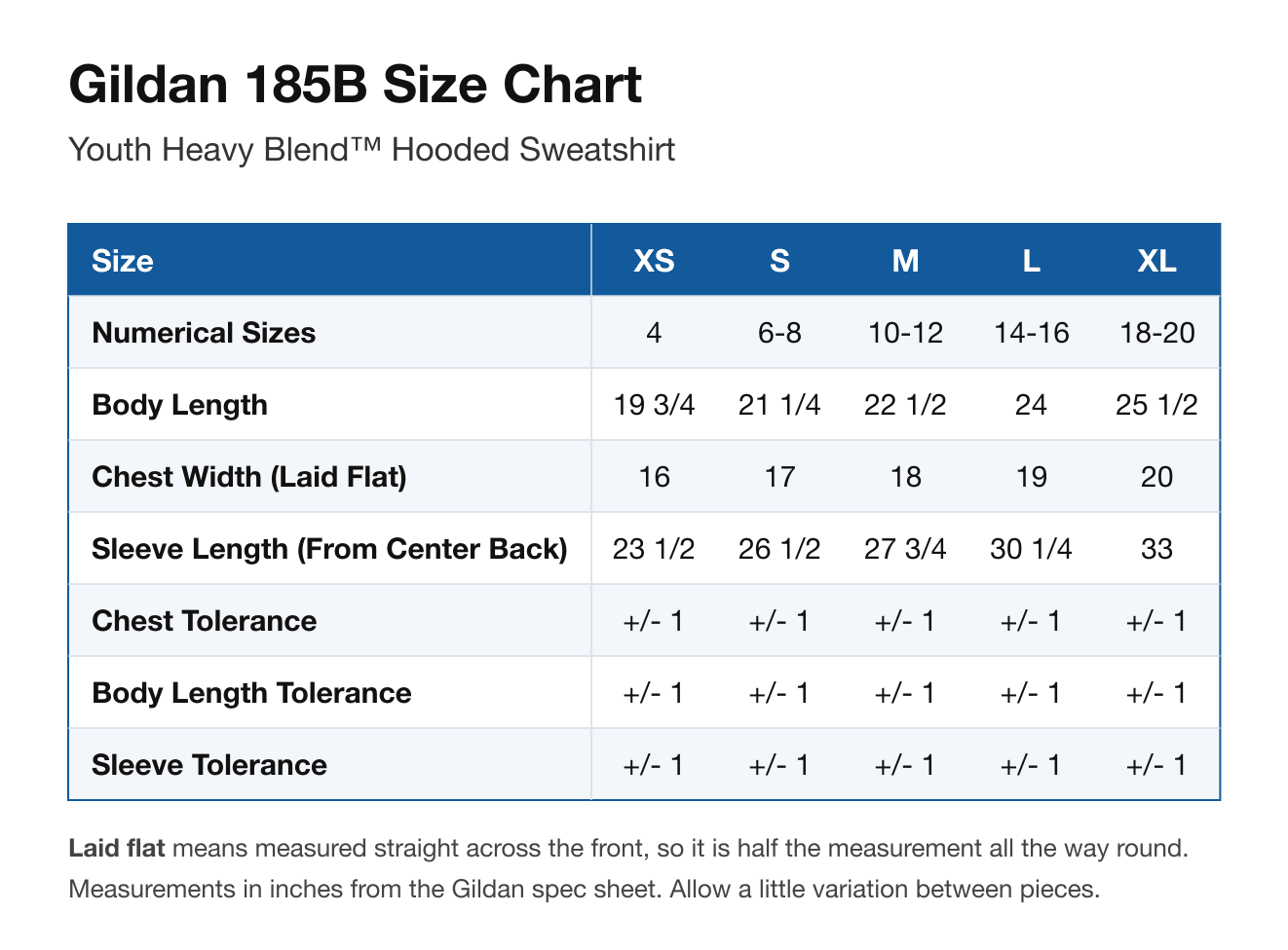 Size chart