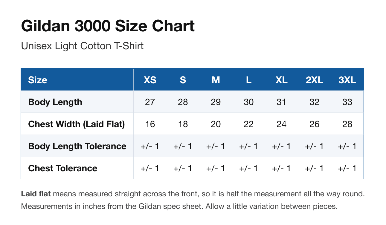 Size chart