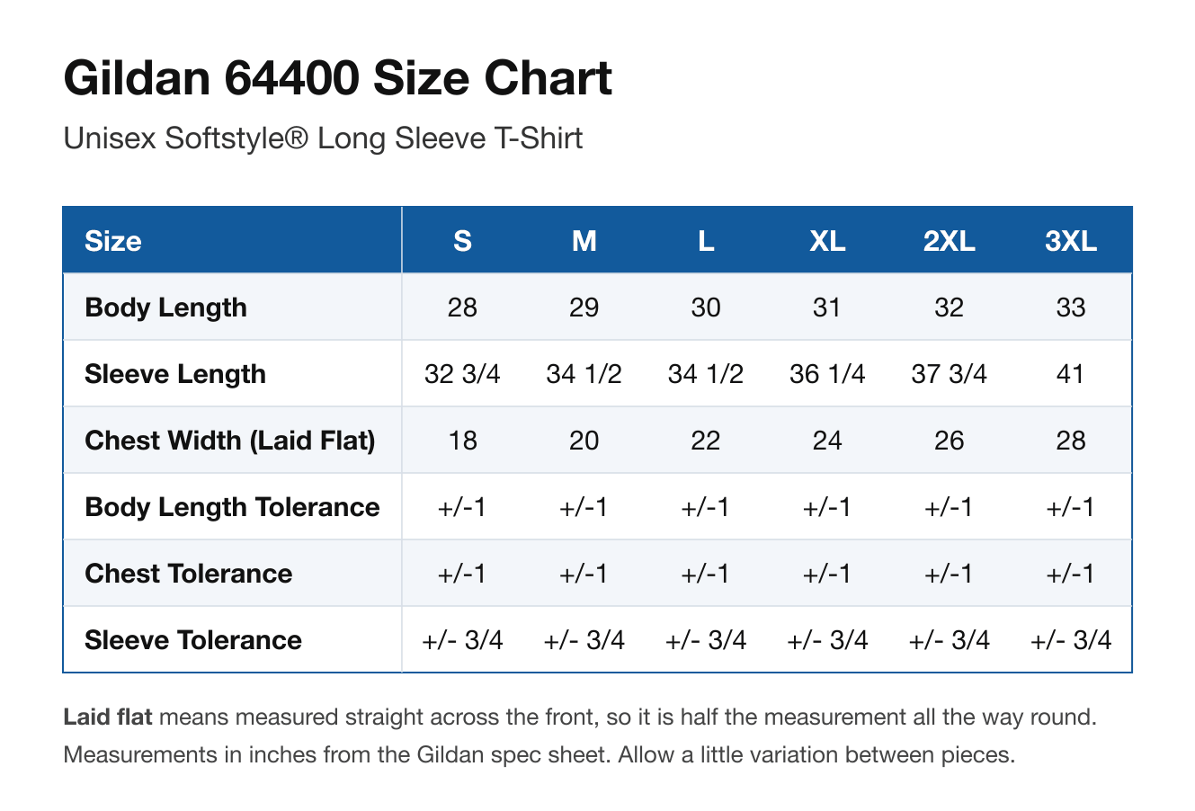 Size chart