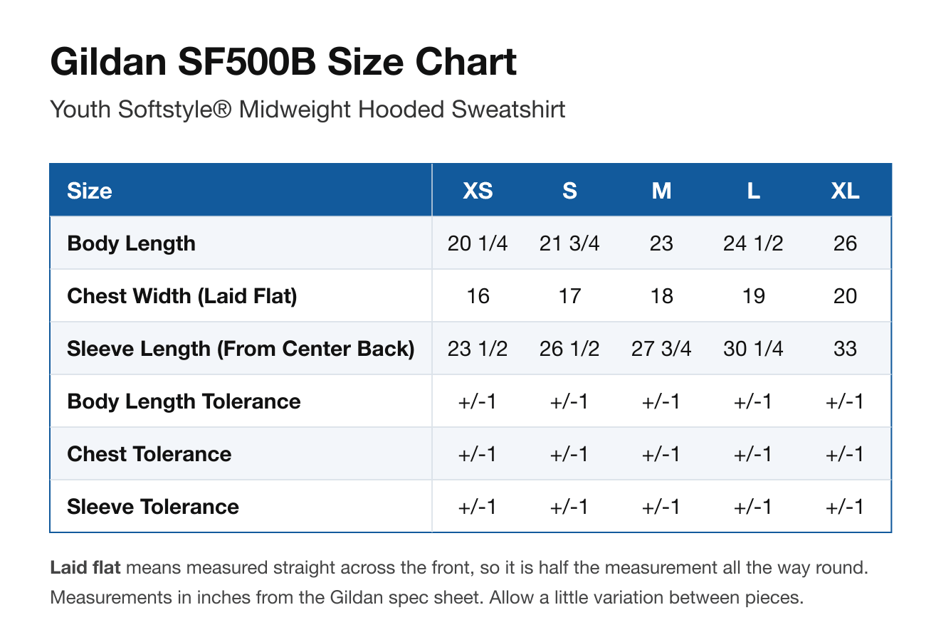 Size chart