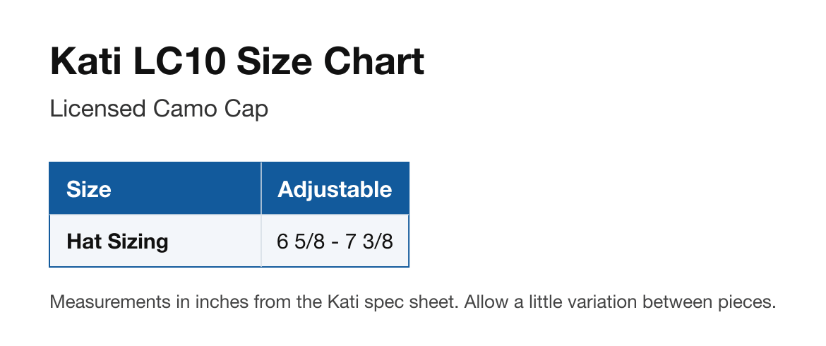 Size chart