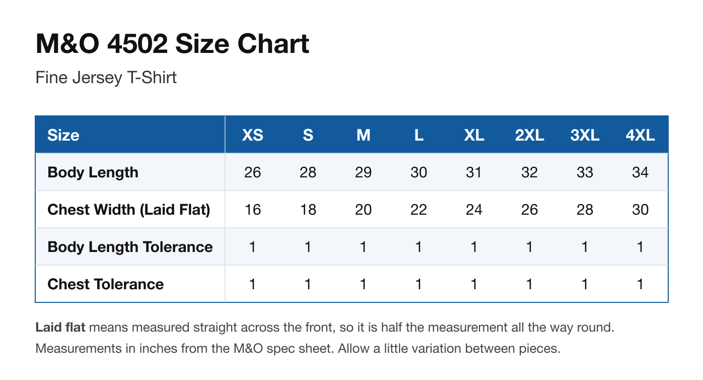 Size chart