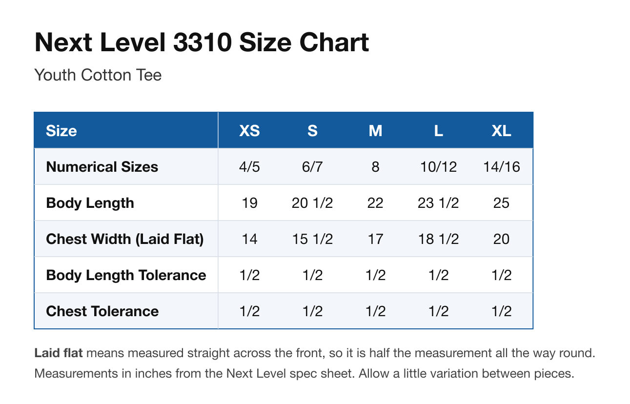 Size chart