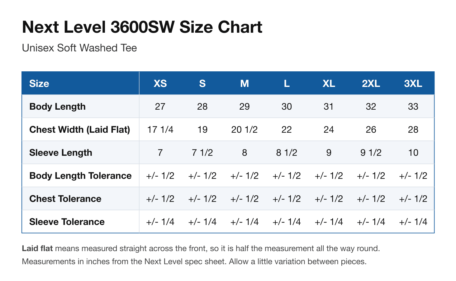 Size chart