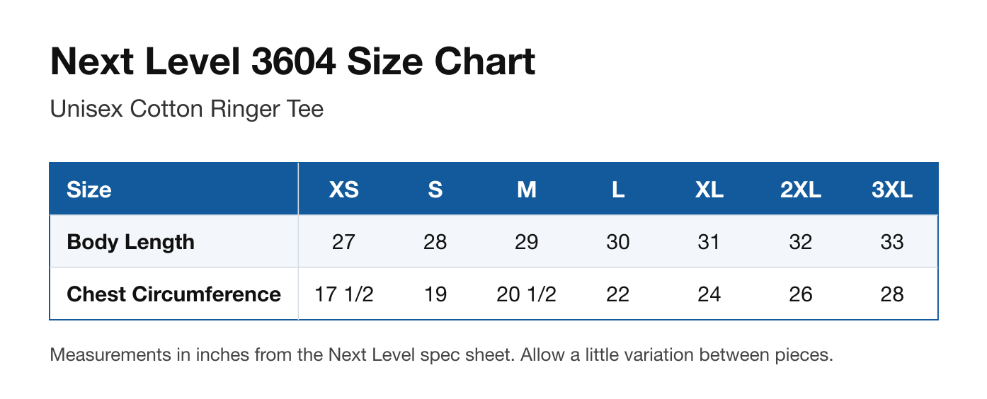 Size chart