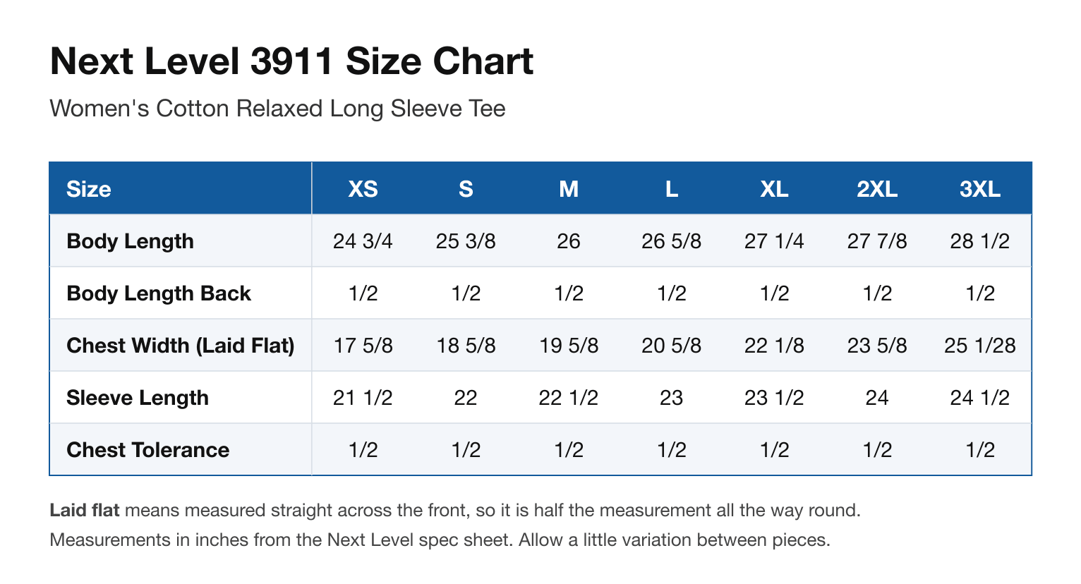 Size chart
