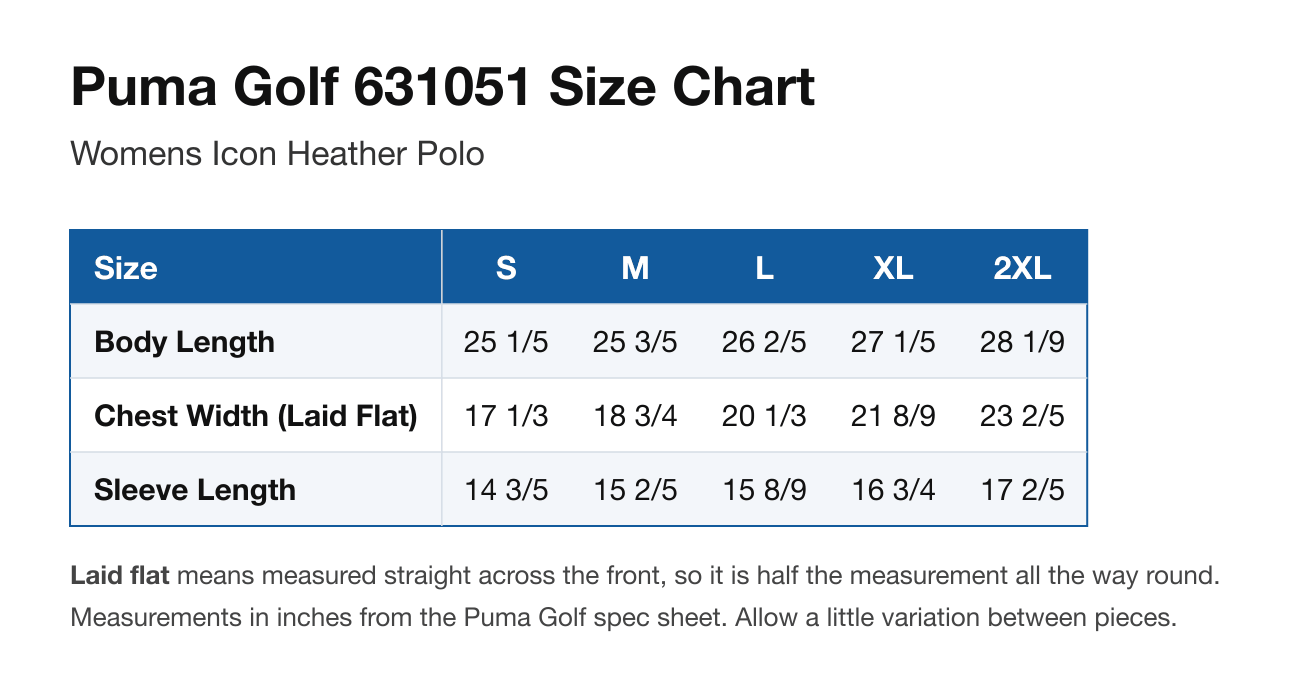 Size chart