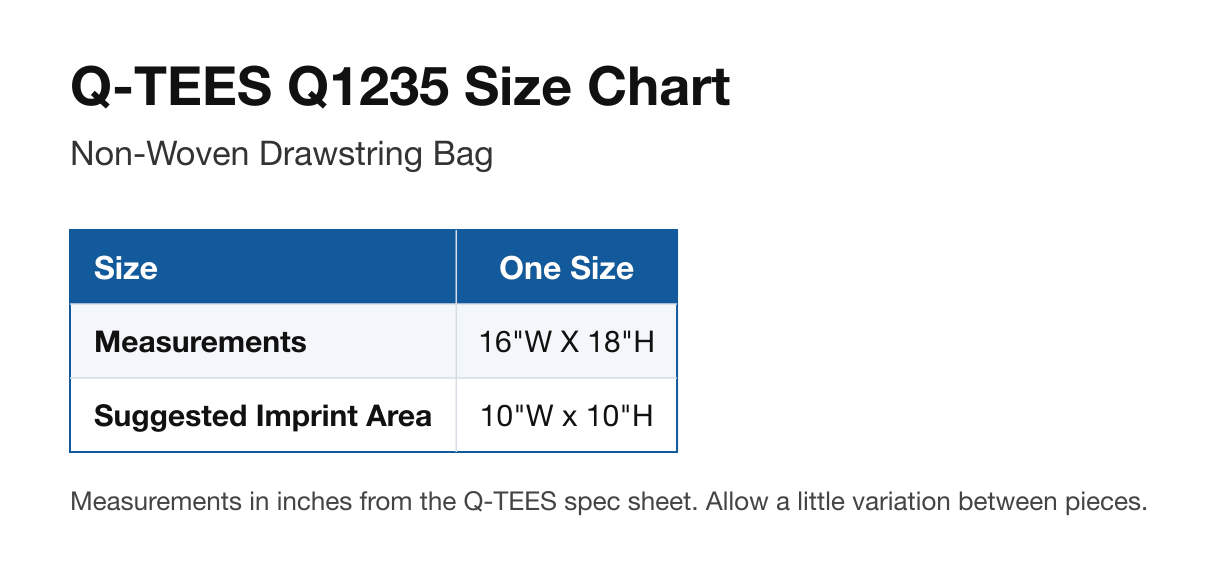 Size chart
